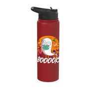 Boooks Funny Ghost Book Reader Reading Bookworm Halloween Stainless Steel Insulated Water Bottle