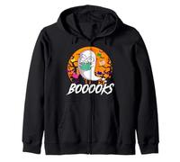 Boooks Funny Ghost Book Reader Reading Bookworm Halloween Zip Hoodie