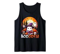 Booooks Cute Boo Ghost As Witch Reading Books Halloween Tank Top