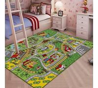 JACKSON Kid Rug Carpet Playmat for Toy Cars and Train,Huge Large 52"x 74" Play Area Rug with Rubber Backing,Kids Race Track Rug for Toddlers,Baby,and Children Playing and Learning