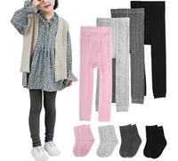 BOOPH 4 Pairs Girls Leggings Pants Sock Set Footless Knits Tights Stockings, Multi1, 2-4 Years