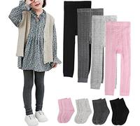 BOOPH 4 Pairs Girls Leggings Pants Sock Set Footless Knits Tights Stockings, Multi1, 7-8 years
