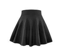 BOOPH Kids Girls Skirt Casual Mini Flare Plain Pleated Stretch Waist Skater Uniform Skirts, Black, 8-9 Years