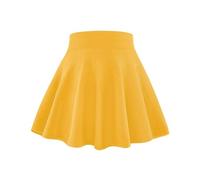 BOOPH Kids Girls Skirt Casual Mini Flare Plain Pleated Stretch Waist Skater Uniform Skirts, Yellow, 12-13 Years