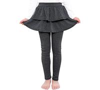 BOOPH Little Girls Footless Leggings with Ruffle Tutu Skirts Kids Tights Pants - gray - 4-5 Years