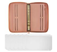 Booplic Money Saving Wallet with 12Pcs Cash Transparent Envelopes, A6 Cash Budget Envelope Wallet System, Binder Note for Budgeting and Saving Money, PU Leather Ring Binder