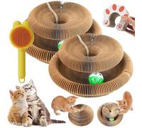 Boopz Ball for Cats, Foldable Magic Organ Cat Scratcher with Bell and Track Adventure, Ultimate Interactive Mental Physical Exercise for Indoor, Durable & Long Lasting (2pcs)