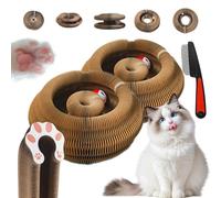 Boopz Ball for Cats,Kitty Curls Cat Scratcher,Flexible Curls Cat Scratcher to Indoor Cats,Foldable Accordion Magic Organ Scratch Board Toy with Bell Balls & Track Adventure (2pcs)