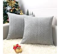 Booque Valley Light Grey Pillow Covers, Pack of 2 Super Soft Elegant Modern Embossed Patterned Gray Cushion Covers Farmhouse Throw Pillow Cases for Sofa Bed Car Chair, 18 x 18 inch(Light Grey)