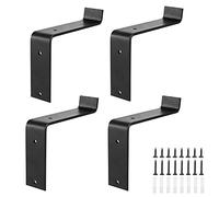 Booramy 4 Pack Shelf Bracket, Wall Mounted Shelve Support Brackets, Heavy Duty Scaffold Board Shelf Brackets, Right Angle Bracket, Black (6 x 12 Inch)