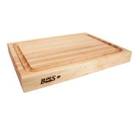 Boos Block BBQ Chopping Board - Stainless Steel Side Grips - Juice Groove - Butchers Block Chopping Board - North American Hard Maple - Meat Carving Board - 20 x 15 x 2,25 Inches