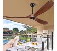 BOOSANT 72" Ceiling Fans Without Lights, 72 inch Ceiling Fan No Light, High CFM Quiet 3 Blade Wood Walnut Ceiling Fan, Large Modern Outdoor Fan with Remote, Propeller Outdoor Ceiling Fans for Patios
