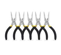 BOOSDEN 5 Inch Small Needle Nose Pliers 5 Pack Mini Jewelry Plier Bulk | Tiny Long Serrated Nose with Spring Loaded Wire Cutters Jewelry Making Crafting Electronics Repair Precision Tools