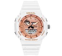 Boosns Women’s Sport Watches Digital Military Waterproof LED Electronic Alarm Double Time Outdoor Plastic Watch (Platinum)