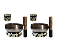 Booso 2X Tibetan Singing Bowl Set with New Dual-End Stroker Cushion Handcrafted in Nepal for Healing