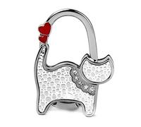 Booso Bag Holder Foldable Handbag Hook cat Shaped (Silver point and White)