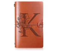 Booson Initial Leather Travel Journal Monogrammed Notebook Appreciation Gifts Refillable Personalized Diary Writing Notepad for Women Graduation Birthday Christmas (K)