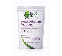 Boost Buddy Hydrolysed Multi Collagen Peptides Powder for Women & Men - Types I, II, III, V & X - Grass-Fed Collagen Supplement with Biotin, Vitamin C & Hyaluronic Acid - Unflavoured - 453g
