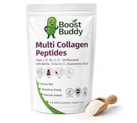 Boost Buddy Multi Collagen Peptides Powder - 5 Types I, II, III, V & X - Grass-Fed with Vitamin C, Biotin & Hyaluronic Acid - Supports Skin, Hair & Joints - Unflavoured - 453g