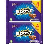 Boost Chocolate Bar 4 Bars per Pack (Pack of 2) | 136g Each | Caramel and Biscuit Filling Covered in Milk Chocolate | Energy Snack Bar | Sweet Treat for Sharing, Gifting or On the Go