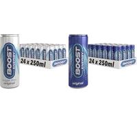 Boost Energy Drink, 250ml x 48 pack, (24 x Original Zero Sugar and 24 x Original) - Vegan Friendly Great Tasting Energy Boost, Only 50 kcals per can by Shop 4 Less