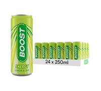 Boost Energy Drink Lemon & Lime - 24 Pack Drinks with Caffeine, Taurine and Vitamin B, Carbonated Energy Drinks, Gluten Free Vegan Low Calorie Fizzy Drinks Multipack, 24x250ml