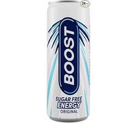 Boost Energy Drink Sugar Free Original - 24 Pack Drinks with Caffeine, Taurine and Vitamin B | Carbonated Energy Drinks | Gluten Free Vegan | 24x250ml | Sold by Bargain Hub