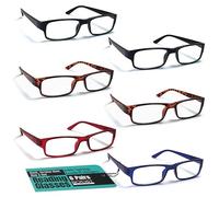 Boost Eyewear Reading Glasses, 6 Pairs with Spring Hinges in Black, Tortoise, Blue, Red - For Men and Women