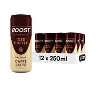 Boost Iced Coffee Caffe Latte, 12 x 250 ml, Ready-To-Drink Cold Brew Coffee Drink, The Perfect Caffeine Boost, A Smooth and Creamy Full-Bodied Blend