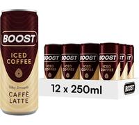 Boost Iced Coffee Caffe Latte, 250ml Cans, Pack of 12, High Caffeine Coffee Drink with Milk