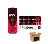 Boost Iced Coffee Ready to Drink Cans, Caffe, Caramel Latte, Mocha & Double Espresso with Milk | Chilled Caffeine Energy Drink, Cold Coffee Beverage | (Double Espresso 250ml - Pack 12)