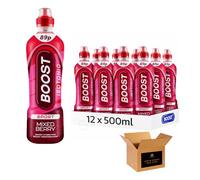 Boost Isotonic, Flavoured Sugar Free Hydration Soft Drink | Strawberry, Peach, Citrus & More | Vegan, Zero Calorie for Sports, Gym | (Energy Bottle-500ml-Pack 12, Sport Mixed Berry)