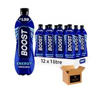 Boost Isotonic, Flavoured Sugar Free Hydration Soft Drink | Strawberry, Peach, Citrus & More | Vegan, Zero Calorie for Sports, Gym | (Energy Bottle-1L-Pack 12, Original-£1.59)