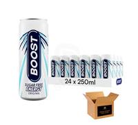 Boost Isotonic, Flavoured Sugar Free Hydration Soft Drink | Strawberry, Peach, Citrus & More | Vegan, Zero Calorie for Sports, Gym | (Energy Cans-250ml-Pack 24, Sugar Free Originl)