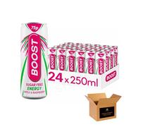 Boost Isotonic, Flavoured Sugar Free Hydration Soft Drink | Strawberry, Peach, Citrus & More | Vegan, Zero Calorie for Sports, Gym | (Energy Cans-250ml-Pack 24, Sugar Free-Apple & Raspberry)