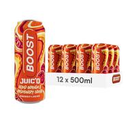 Boost Juic'd Energy Drink Blood Orange & Raspberry Crush | 12 Multipack Carbonated Soft Drinks with Real Fruit, High Caffeine, Taurine and Vitamin B | Fizzy Energy Drink Multipack | 12x500ml