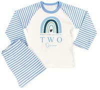 Boost Kid Essentials Boys Personalised Birthday Rainbow Pyjamas When I Wake Up I Will Be One (Blue Stripe, 7-8 Years)