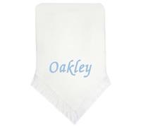 Boost Kid Essentials Personalised Baby Girl Boy Shawl Blanket Christening Shower (White - Blue Name)