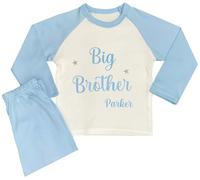 Boost Kid Essentials Personalised Matching Little Big Sister Brother Pyjamas Sibling PJs (Big Brother Blue, 7-8 Years)
