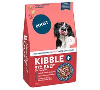 BOOST Pet Food Dog Kibble Plus Beef - Premium High Meat Content Kibble Mixed with Freeze Dried Inclusions of Beef and Superfoods for Adult Dogs, Grain