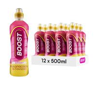 Boost Sports Drinks Raspberry & Mango | 12 Isotonic Drink with Vitamin B12 and B6 | Electrolyte Drink | Maximum Hydration Drinks | Low Calorie Vegan Adult Soft Drinks Multipacks | 12x500ml