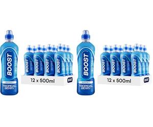 Boost Sports Drinks Tropical Berry | 12 Isotonic Drink with Vitamin B12 and B6 | Electrolyte Drink | Maximum Hydration Drinks | Low Calorie Vegan Adult Soft Drinks Multipacks | 12x500ml (Pack of 2)
