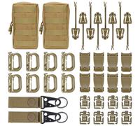 BOOSTEADY 36PCS Attachments for Tactical Backpack Vest Belt,D-Ring Grimloc Locking Gear Clip, Web Dominator Elastic Strings, Strap Management Tool Buckle,Hydration Tube Clips,Key Ring,MOLLE Bag