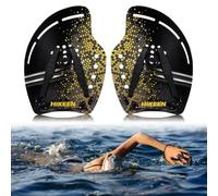 BOOSTEADY Curved Swim Hand Paddles, Swim Training Power Paddles for Lap Swimming with Adjustable Straps, Swimming Hand Paddles for Unisex Adult-Yellow