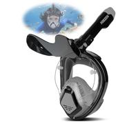 Boosteady Full Face Snorkel Mask for Adults Unisex with Foldable Sunglasses & Drinkable &180° Panoramic Anti-Fog, Anti-leak Design Snorkel Mask Set Camera Mount-XL