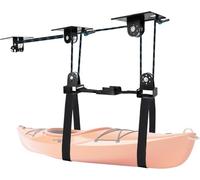 BOOSTEADY Kayak Hoist for Garage Ceiling, Heavy Duty Kayak Pulley System, Hold Up to 150 lbs Capacity, Cargo Box Storage, Garage Organization Lift System Fit 10-14 Foot Ceilings