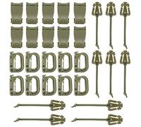 BOOSTEADY Kit of 30 Attachments for Molle Bag Tactical Backpack Vest Belt,D-Ring Grimloc Locking Gear Clip, Web Dominator Elastic Strings, Strap Management Tool Buckle