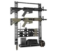 BOOSTEADY Modularity Gun Wall Mount, Hold Up 120LBS Gun Rack for Wall with 6 Mounting J-Hooks, Rifle Shotgun Rack with Molle-Hole Hanging Plate 31.8" x 22" Tactical Gear Wall Mount Functional Mount