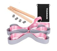 Boosteady Yoga Stretching Strap with 8 Loops & 2 Massage Sticks - Elastic Fitness Band for Stretching, Flexibility Training&Muscle Relaxation,Stretch Strap Equipment for Leg Stretcher-Pink