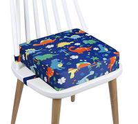 Booster Seat Chair, Canvas Cartoon Washable 2 Straps Safety Buckle Booster Seat Children for Dining Table, Portable Booster Seats (Blue Dinosaur) 111